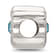 Sterling Silver Brushed and Polished Crystal Blue Bead