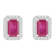 6x4mm Emerald Cut Ruby 1/5 ctw Diamond Rhodium Over Sterling Silver Halo
Stud Earrings