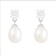 White Freshwater Pearl And White Topaz Drop Earrings In Sterling Silver