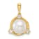 14K Yellow Gold Lab Grown Diamond and Freshwater Cultured Pearl Pendant 0.12ctw