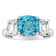 8mm Square Cushion Swiss Blue Topaz And White Topaz Rhodium Over
Sterling Silver Ring