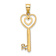14k Yellow Gold Key with Heart Sweet 16 Pendant