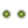 6mm Round Peridot 1/5 ctw Diamond Rhodium Over Sterling Silver Halo Stud Earrings