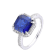 Blue Asscher Cut Lab Created Sapphire with Round White Topaz Rhodium
Over Sterling Silver Halo Ring