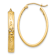 14k Yellow Gold Satin and Diamond-Cut 3/4" Oval Hoop Earrings