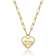 Pave CZ Heart Pendant Necklace In 14K Gold Over Brass