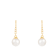 White Cultured Akoya Pearl 14k Yellow Gold Earrings 7-7.5mm