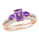 Rose de France, Amethyst Africa and Diamond 10K Rose Gold Ring 1.28ctw
