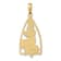 14k Yellow Gold Enameled Ladybug and Flowers Triangle Pendant
