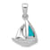 Rhodium Over Sterling Silver Blue Inlay Lab Created Opal Sailboat Pendant