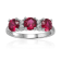 Lab Created Ruby and Moissanite Sterling Silver 3-Stone Ring