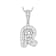 CZ Initial R Bubble Letter Pendant Necklace In Sterling Silver 1.68ctw