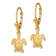 14k Yellow Gold 3D Polished and Textured Mini Sea Turtle Dangle Earrings