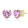 Pink CZ Heart Shape Stud Earrings In 14K Gold Over Brass