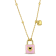 Children's Pink Enamel Lock and Heart Charm Necklace in 14K Yellow Gold
Over Sterling Silver