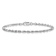 Rhodium Over 14k White Gold 3mm Diamond-Cut Quadruple Rope Link Bracelet