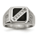 White Cubic Zirconia And Black Enamel Stainless Steel Men's Ring