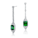 Emerald Color CZ Square Drop Earrings In Sterling Silver