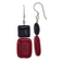 Sterling Silver Polished Black Agate and Red Jadeite Dangle Earrings