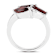 Red Garnet and White Topaz Rhodium Over Sterling Silver Leaf Ring