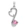 Rhodium Over 14k White Gold Lab Created Pink Sapphire and Diamond Heart Pendant