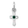 Rhodium Over Sterling Silver Child's May Green Preciosca Crystal Cross Pendant