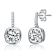 Square CZ Bezel-Set Drop Earrings In White Rhodium Over Brass