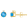4mm Round Blue Topaz with Diamond Accents 14k Yellow Gold Stud Earrings