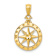 14k Yellow Gold Diamond-Cut, Polished and Textured Compass Pendant