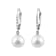 8-8.5mm Cultured Freshwater Pearl Diamond 14k White Gold Leverback Earrings