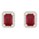 7x5mm Emerald Cut Created Ruby And Created White Sapphire 10k Yellow
Gold Halo Stud Earrings