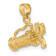 14k Yellow Gold Solid 3D Polished and Textured Golf Bag with Clubs pendant