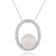 10-11mm Button White Cultured Freshwater Pearl and CZ Rhodium Over
Sterling Silver Pendant