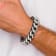 Brown Leather and Stainless Steel Brushed Polished and Textured 8.5-inch Bracelet