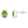 7x5mm Oval Peridot And Created White Sapphire 10k White Gold Halo Stud Earrings