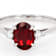 Red Garnet And Lab-Grown Diamond Three-Stone Ring In Sterling Silver