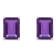 8x6mm Rectangular Octagonal Amethyst Rhodium Over Sterling Silver Stud Earrings