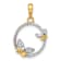 14k Two-tone Gold Diamond-Cut Butterflies on Circle Pendant