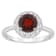 7mm Round Garnet And White Topaz Accents Rhodium Over Sterling Silver
Halo Ring