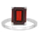10x8mm Emerald Cut Garnet and 1/10 ctw Diamond Rhodium Over Sterling
Silver Ring