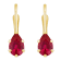 6x4mm Pear Shape Lab Created Ruby 10k Yellow Gold Drop Earrings