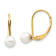 14K Yellow Gold 5-6mm White Round Freshwater Cultured Pearl Leverback Earrings