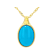 Turquoise Bezel Set Solitaire Pendant Necklace In 18K Gold Over Sterling
Silver 14x10mm