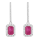 6x4mm Emerald Cut Ruby 1/3 ctw Diamond Rhodium Over Sterling Silver Halo
Dangle Earrings