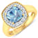 1.96ctw Blue Aquamarine and Diamond 14K Yellow Gold Halo Ring