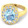 3.32ctw Blue Aquamarine and Diamond 14K Yellow Gold Halo Ring