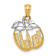 14k Two-tone Gold Textured Cut-out New York Skyline in Apple Pendant