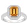 8x6mm Emerald Cut Citrine 1/5 ctw Diamond Rhodium Over Sterling Silver
Halo Ring