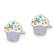 Rhodium Over Sterling Silver Enamel Cupcake Children's Post Earrings