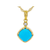 Turquoise Square Cushion And Lab-Grown Diamond Pendant Necklace In 18K
Gold Over Sterling Silver